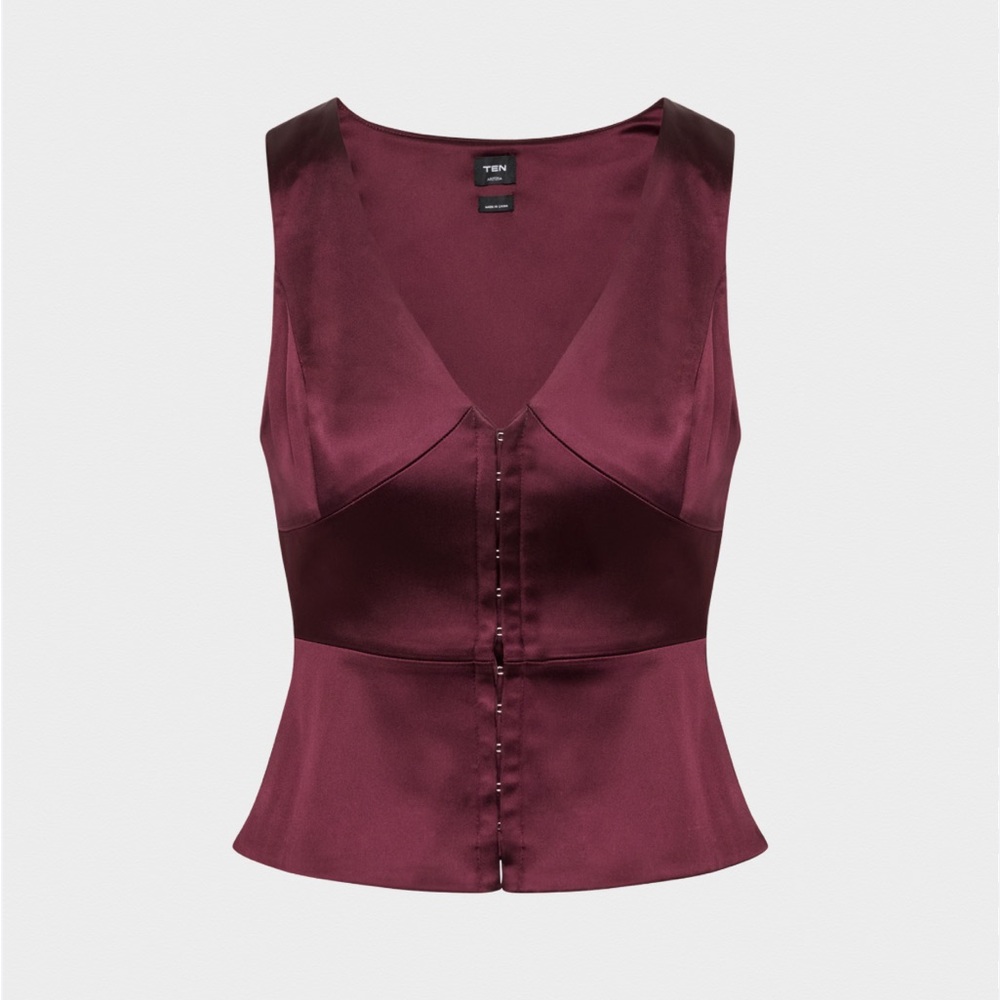Aritzia Burgundy Satin Blouse